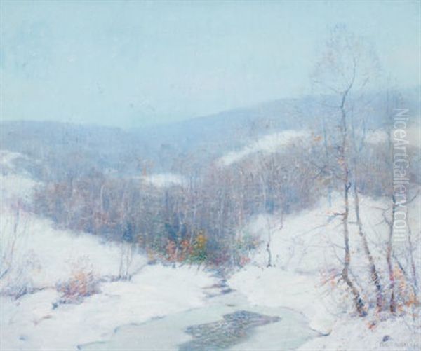 A White Winter's Blanket Oil Painting by Ernest Albert