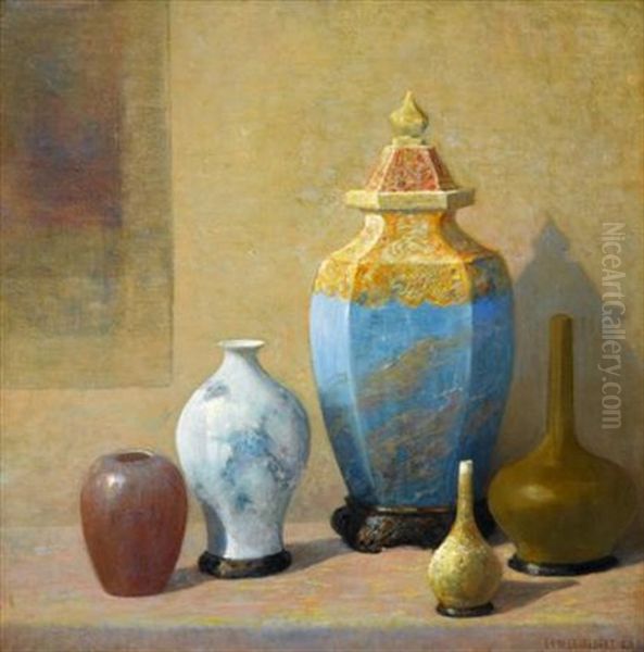 Still Life, The Blue Covered Jar Oil Painting by Ernest Albert