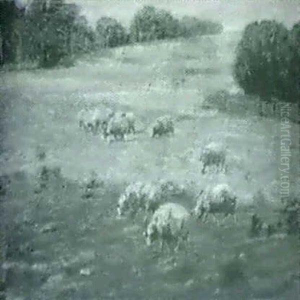 Grazing Sheep Oil Painting by Ernest Albert