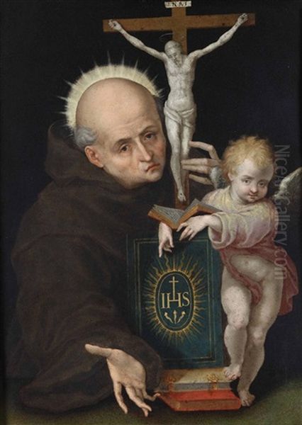 San Bernardino Da Siena Con Un Angelo Oil Painting by Durante Alberti