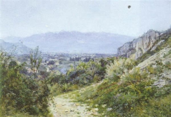 La Chaine De Belledone Vue De Sassenage Oil Painting by Albert Albertin