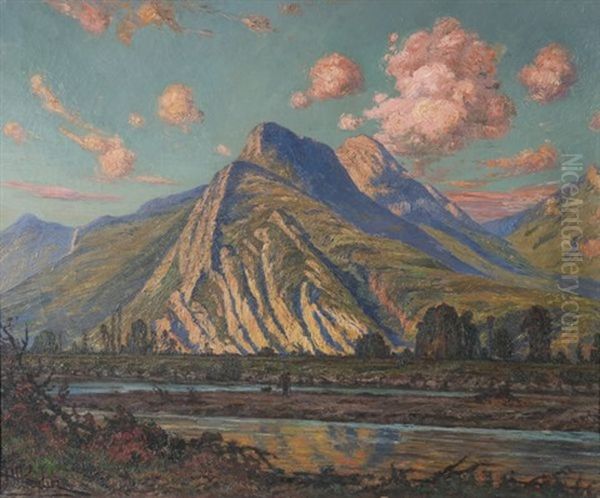 Vallee De L'isere, Les Rochers De L'eglise, Les Falaises De Rocheplaine Oil Painting by Andre Albertin