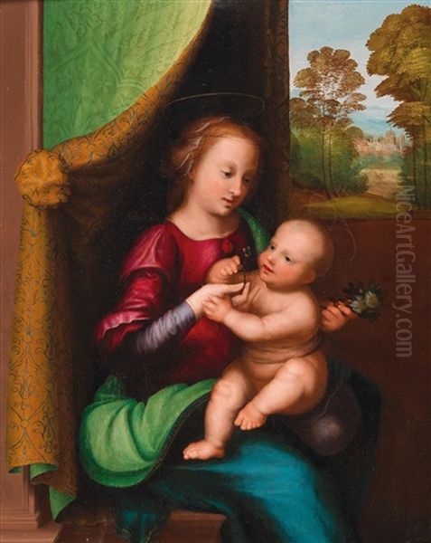 Madonna And Child Beside A Window Oil Painting by Mariotto Albertinelli