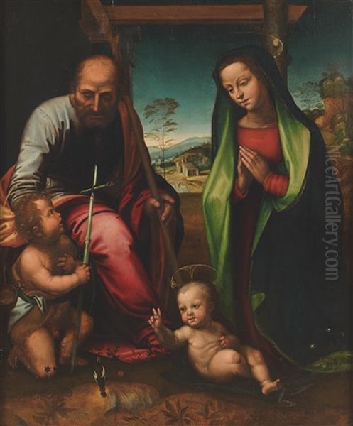 La Sainte Famille Avec Le Jeune Saint Jean Baptiste Oil Painting by Mariotto Albertinelli