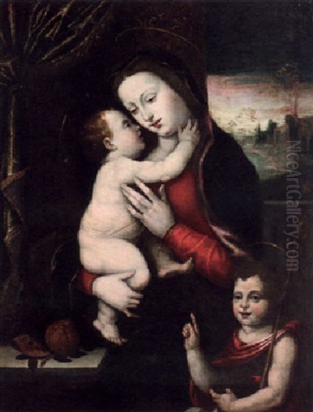 The Madonna And The Child With The Infant Saint John The Baptist Oil Painting by Mariotto Albertinelli