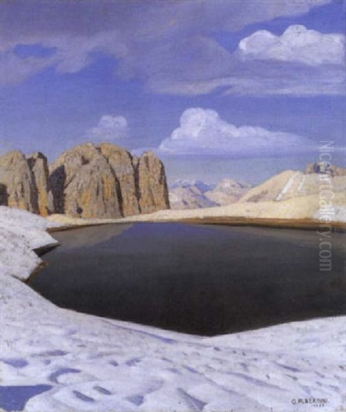 Lago Dolomitico Oil Painting by Oreste Albertini