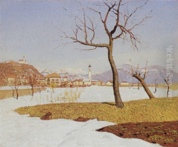 Besano Sotto La Neve Oil Painting by Oreste Albertini