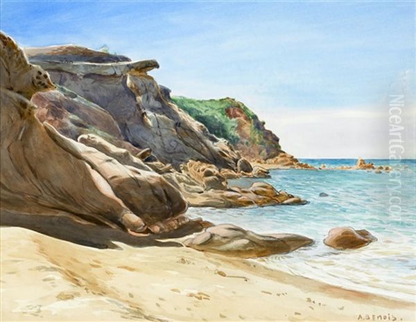 A Rocky Shore Oil Painting by Albert Albertovich Benois