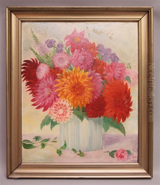 Blumenstilleben Mit Dahlien Oil Painting by  Albinmueller