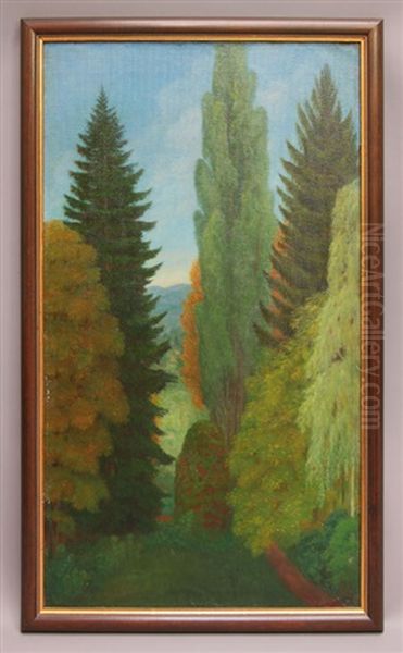 Landschaft Mit Grosen Baumen Oil Painting by  Albinmueller