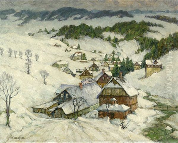 Winter Im Riesengebirge (pelzer) Oil Painting by Richard Albitz