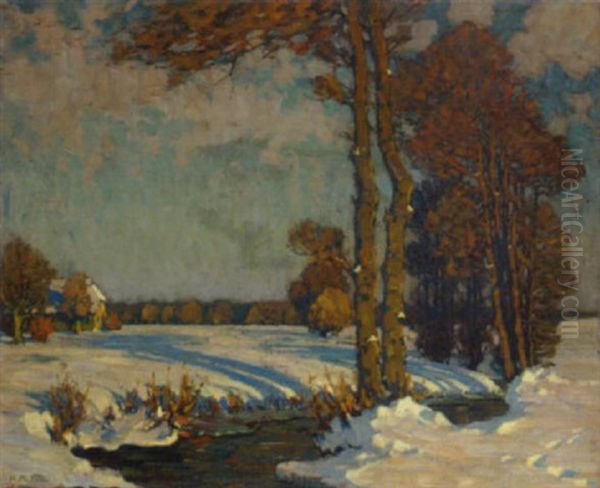 Wintersonne Uber Einem Forsthaus Oil Painting by Richard Albitz