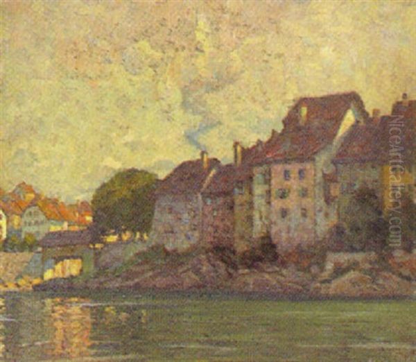 Ein Altes Felsennest Am Rhein (laufenburg) Oil Painting by Richard Albitz