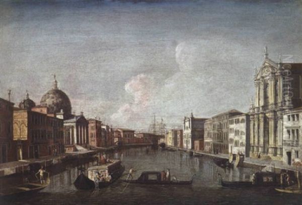 Il Canal Grande Di Venezia Verso Santa Chiara Oil Painting by Francesco Albotti