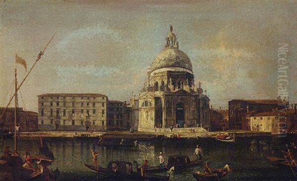 The Basilica Of Santa Maria Della Salute, Venice, Looking South Across The Grand Canal Oil Painting by Francesco Albotti