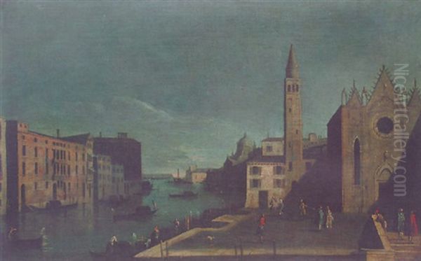 A View On The Grand Canal From Sta. Maria Della Carita Oil Painting by Francesco Albotti