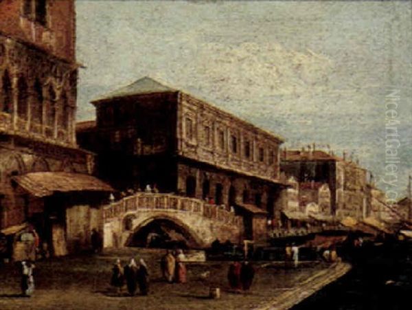 Venice, A View Of The Riva Degli Schiavoni Looking East With The Palazzo Ducale Oil Painting by Francesco Albotti