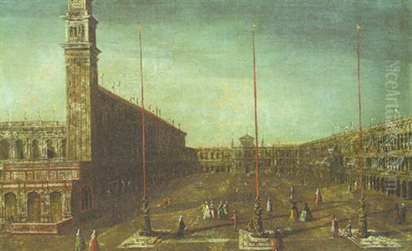 The Piazza San Marco, Venice, Looking West Towards San Germiniano Oil Painting by Francesco Albotti