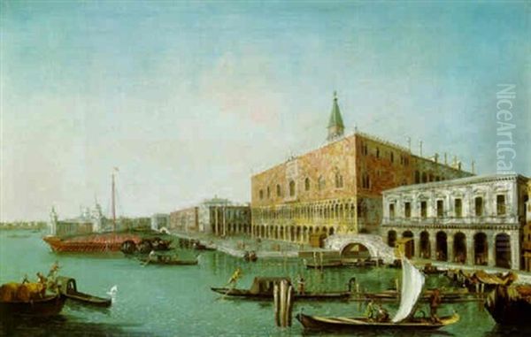 The Molo, Venice, From The Bacino Di S.marco Oil Painting by Francesco Albotti