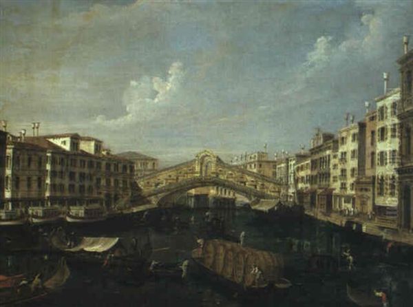 Il Ponte Di Rialto Da Sud Oil Painting by Francesco Albotti