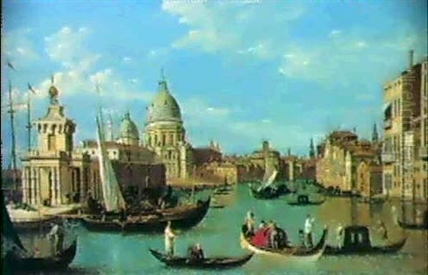 Vue Du Grand Canal Avec L'eglise Santa Maria Della Salute Oil Painting by Francesco Albotti