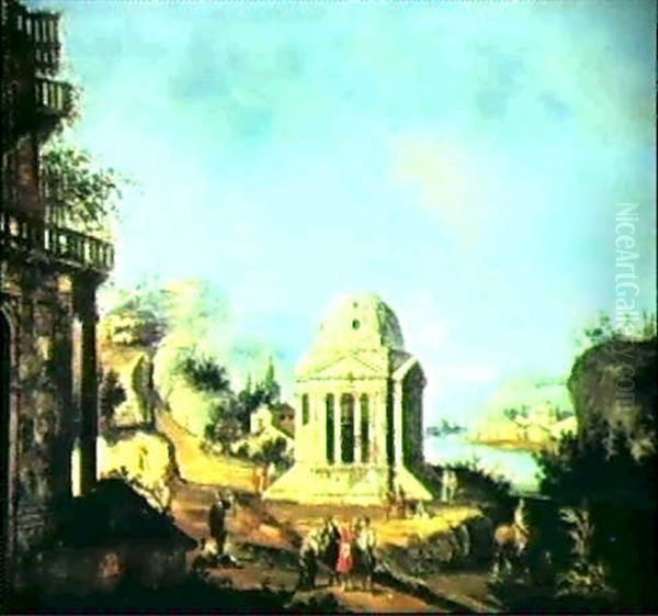 Capriccio Con Villa Palladiana Oil Painting by Francesco Albotti