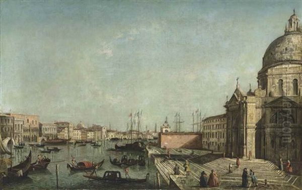 The Bacino Di San Marco, Venice, With Santa Maria Della Salute, The Punta Della Dogana, The Ducal Palace And The Libreria Oil Painting by Francesco Albotto