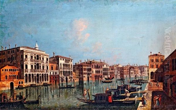 Velencei Latkep A Canale Grandeval A Peschierinel Oil Painting by Francesco Albotto