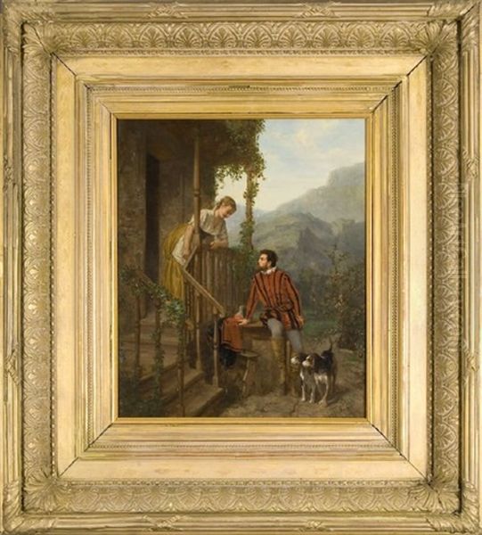 Courting Scene Oil Painting by Alfred Alboy-Rebouet