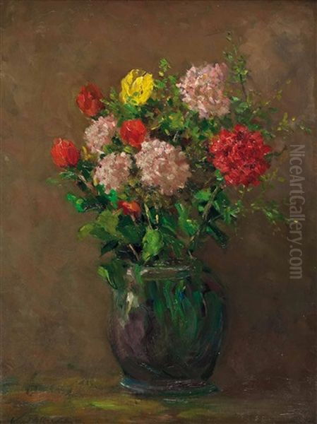 Stilleben Mit Blumen In Vase Oil Painting by Karl Albrecht