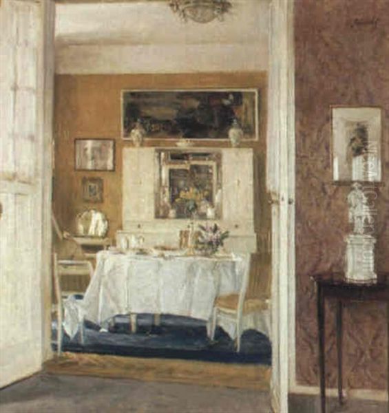 An Interior Of A Breakfast Room Oil Painting by Karl Albrecht