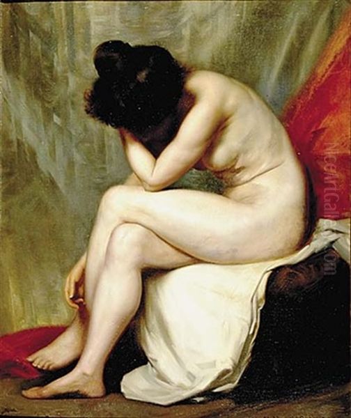 Seated Nude Oil Painting by Hermann Albrecht-Servesta