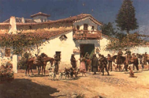 Cortijo De San Rafael Oil Painting by Manuel Alcazar Y Ruiz