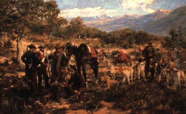 The Boar Hunt Oil Painting by Manuel Alcazar Y Ruiz