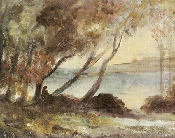 Personnage Au Bord D'un Lac Oil Painting by Kazimierz Alchimowicz