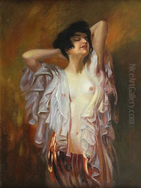 Draped Woman Oil Painting by Ambrogio Antonio Alciati