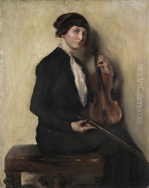 La Violinista Oil Painting by Ambrogio Antonio Alciati