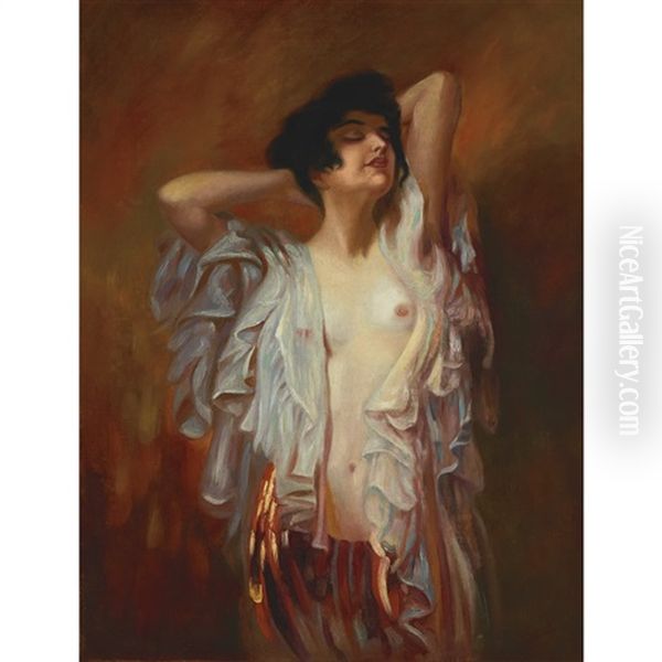 Draped Woman Oil Painting by Ambrogio Antonio Alciati