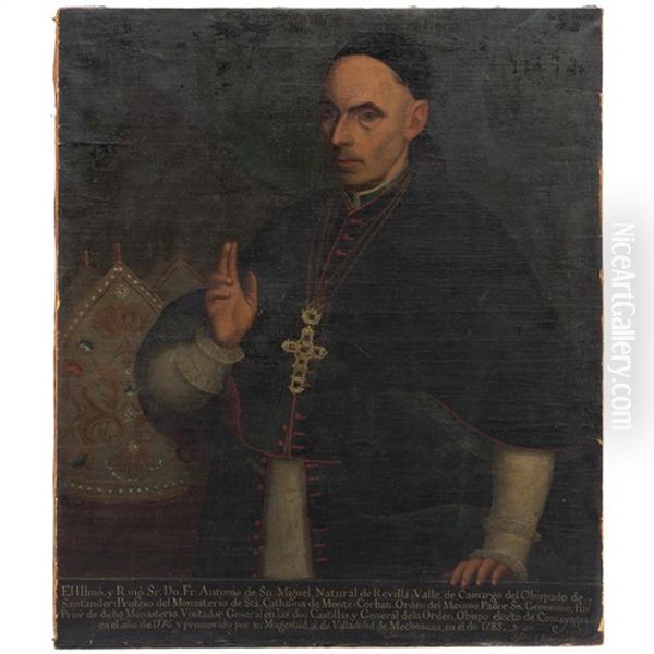 Retrato De Don Fray Antonio De San Miguel. Oil Painting by Jose de Alcibar