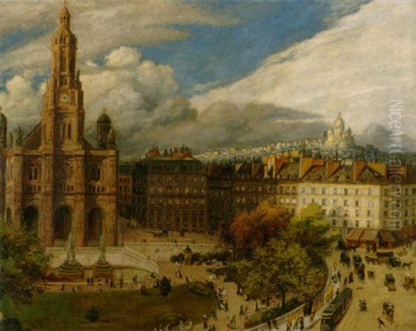 Sicht Auf Die Place De La Trinite Oil Painting by Emile Alder