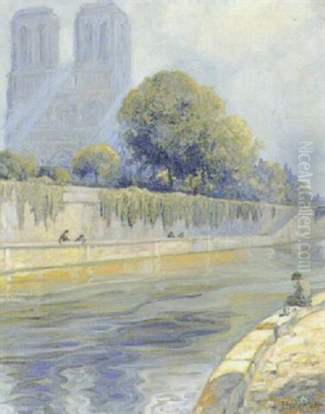 Parti Fra Paris Med Notre Dame Oil Painting by Emile Alder