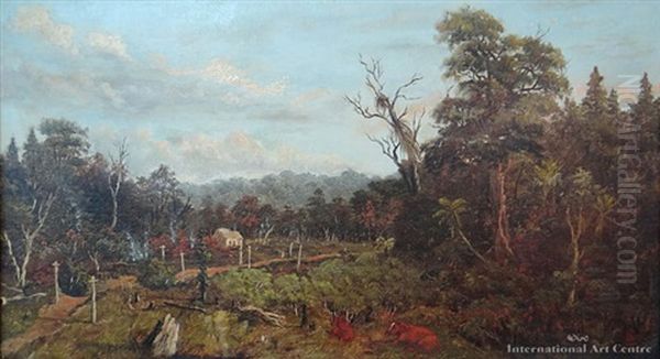 On The Old Mahurangi Road Near Puhoi Oil Painting by Albert Edward Aldis