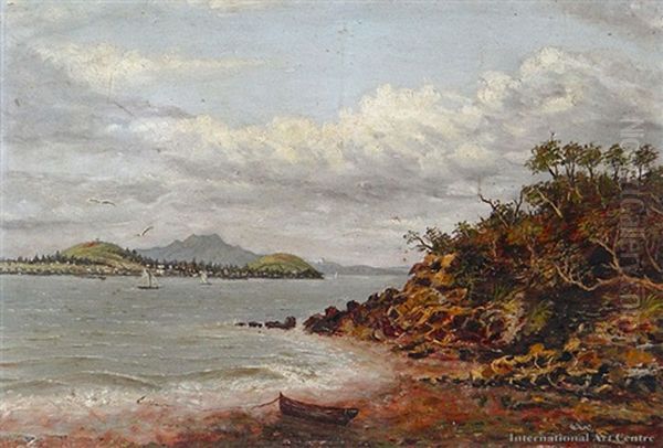 Auckland Harbour, North Head & Rangitoto Oil Painting by Albert Edward Aldis