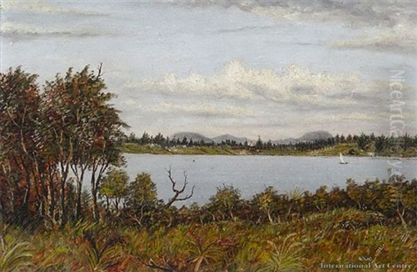 Lake Pupuke Oil Painting by Albert Edward Aldis