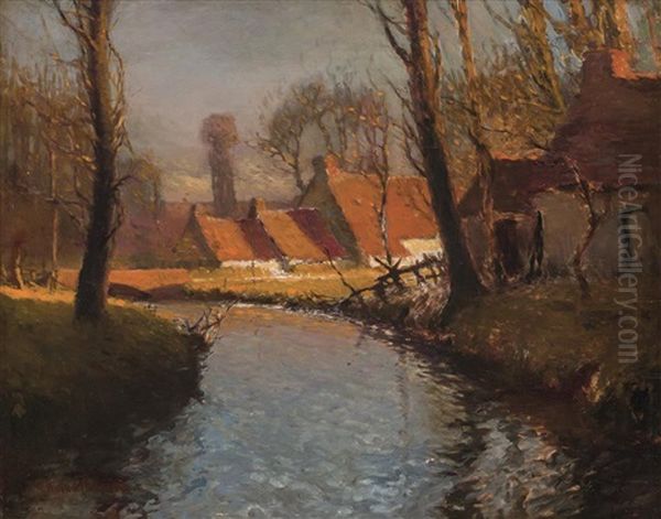 River Landscape Oil Painting by George Ames Aldrich