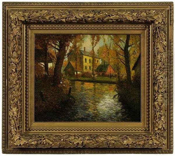 House On The Canal Oil Painting by George Ames Aldrich