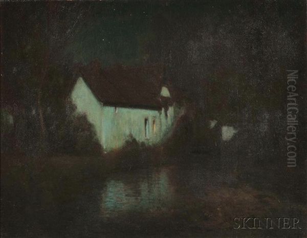 Cottage Nocturne Oil Painting by George Ames Aldrich