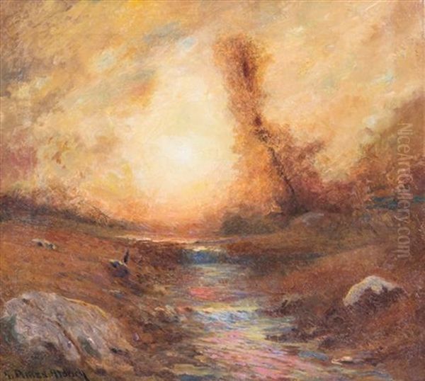 Sunset Oil Painting by George Ames Aldrich