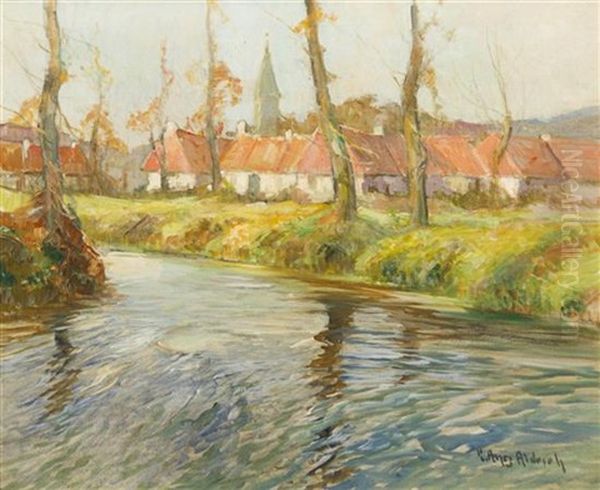 Normandy River Scene by George Ames Aldrich