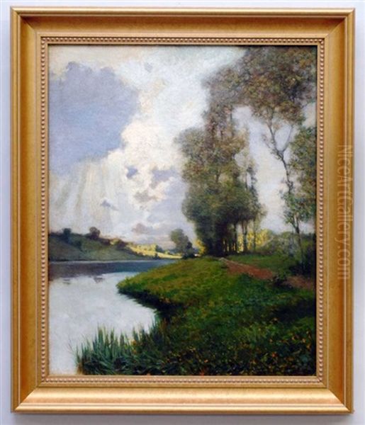 Along The River Oil Painting by George Ames Aldrich